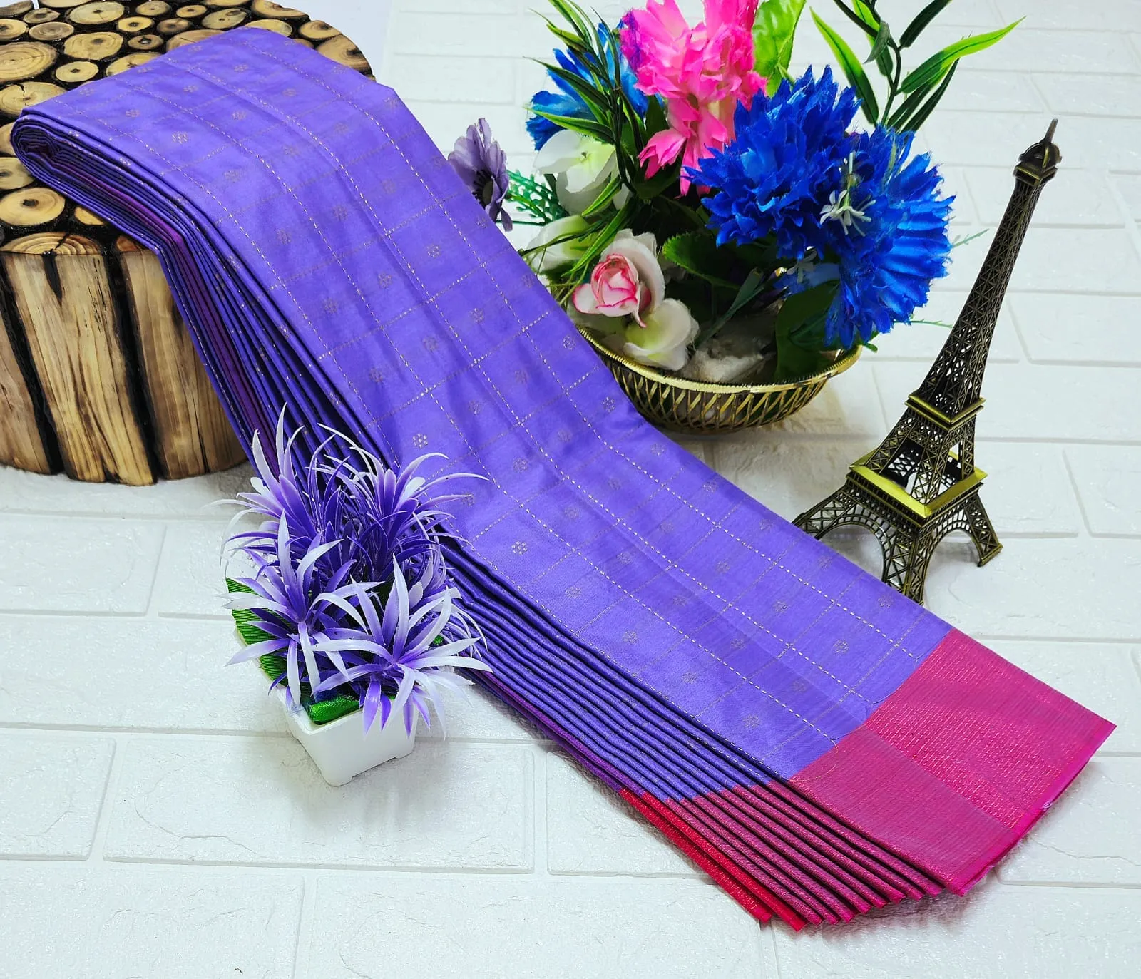 Grand Diamond Grid Butta Soft Silk Saree
